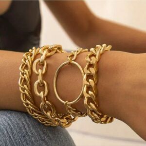 4 pcs Punk Style Gold or Silver Plated Chain Bracelet